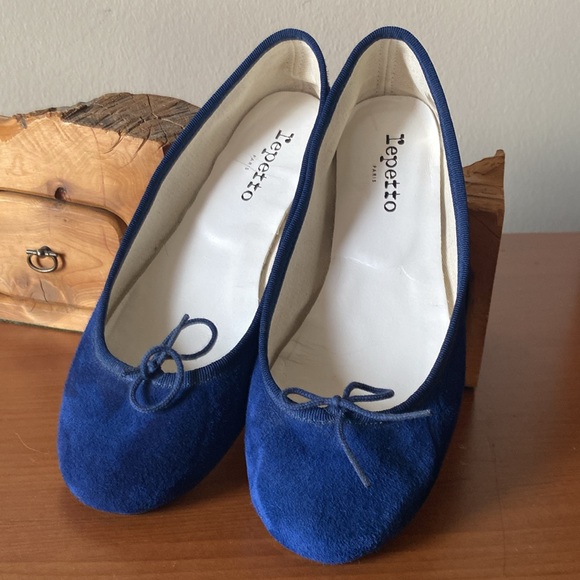 Repetto Blue Suede Ballerina Flats - Picture 3 of 6
